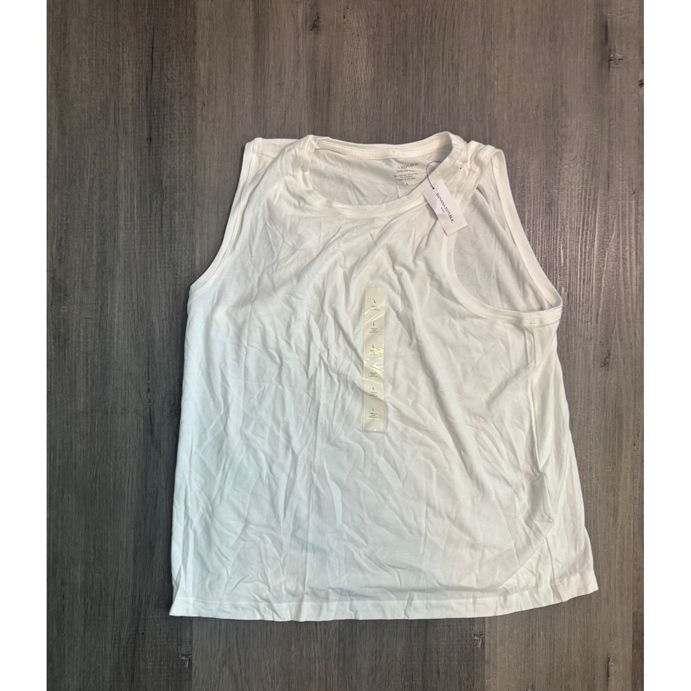 Banana Republic Timeless Tank Womens Large White Sleeveless Crew Neck NWT